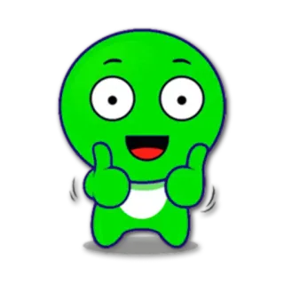 👍 3c536d54 zielony, kreskówka, postać, kciuk w górę, słodki, przyjazny whatsapp sticker