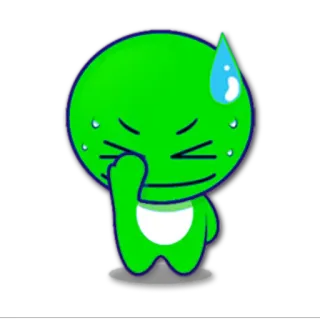 😅 43df26da zielona postać, kreskówka, spocony, smutny, płaczący, emotikon, kawaii whatsapp sticker
