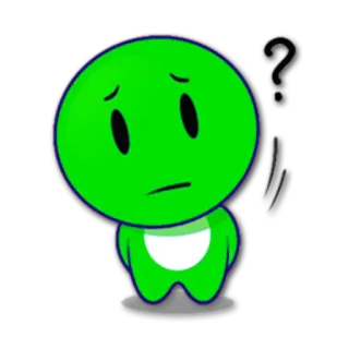 🤔 51e1214c zielony, blob, pytanie, myślący, zmieszany, niepewny, kreskówka, postać whatsapp sticker