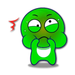 😨 8153926c naklejka, kreskówka, emoji, zielony, postać, wyraz, zszokowany, zmartwiony whatsapp sticker