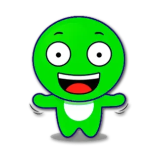 😃 a529fe40 Kreskówka, Zielony, Postać, Szczęśliwy, Przyjazny, Słodki whatsapp sticker