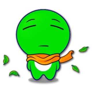 🍂 b7999e4f zielony, postać, szalik, liście, słodki, spokojny whatsapp sticker