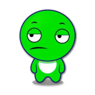 😏 d09e27f6 kreskówka, postać, zielony, znudzony, ilustracja whatsapp sticker