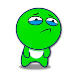 😞 e57c7e70 Kreskówka, Smutny, Zielony, Postać, Ilustracja whatsapp sticker