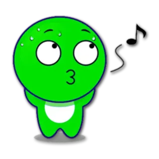 🙃 f81010b2 kreskówka, zielony, słodki, postać, muzyka, pocałunek whatsapp sticker