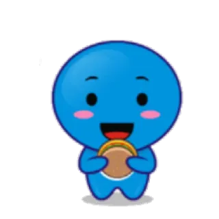 🍔 64c6e28a Cartoon, Niedlich, Blau, Figur, Essen, Sandwich, Fröhlich telegram sticker