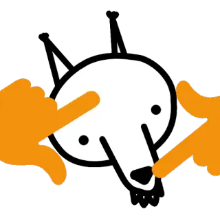 🐶 890b0723 キツネ, イラスト, 動物, 指, 漫画, 面白い, オレンジ, 白 telegram sticker