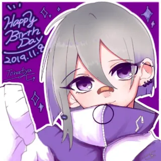 🥳 10292cda Happy Birth Day 2019.11.8 anime, birthday, cute, manga, celebration telegram sticker