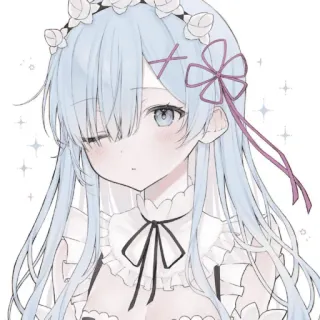 😒 185388e9 Rem anime, manga, cute, girl, rem, waifu telegram sticker