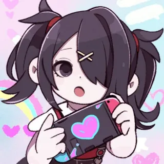 🥰 1b8e875f anime girl, video game, gaming, cute, chibi, heart, console telegram sticker