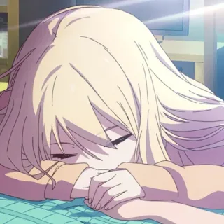 😴 91549e13 anime, girl, sleeping, tired, cute, blonde telegram sticker