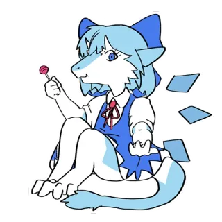 👻 3a22e18c Cirno Touhou Project cirno, touhou project, anime, personaje, lagarto, chupetín telegram sticker
