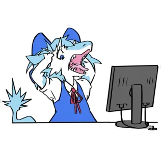 🙀 cc56a8fc Anime, Dibujos animados, Gritando, Computadora, Frustración, Furry telegram sticker