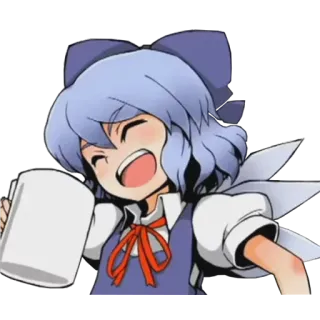 🍺 24110926 Cirno Touhou Project Anime, Cirno, Touhou Project, Postać, Uśmiech, Słodki telegram sticker