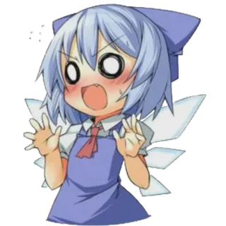 😱 3d296f4f Cirno Touhou Project anime, dziewczyna, postać, Touhou Project, Cirno, wróżka, słodki telegram sticker