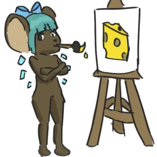 👩 cd51729f tikus, seniman, lukisan, keju, lucu, kartun, karya seni whatsapp sticker