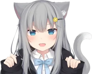 🤗 020eaecf gadis anime, telinga kucing, imut, kawaii, kartun, anime telegram sticker