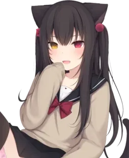 😏 b8e01d27 Anime, Gadis, Telinga kucing, Imut, Seragam sekolah, Heterokromia telegram sticker