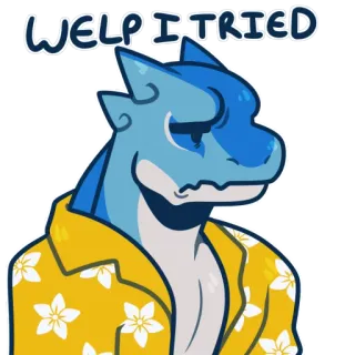 🙄 4383ba39 WELP I TRIED 漫画, トカゲ, 獣人, 悲しい, 疲れた, 失敗 whatsapp sticker