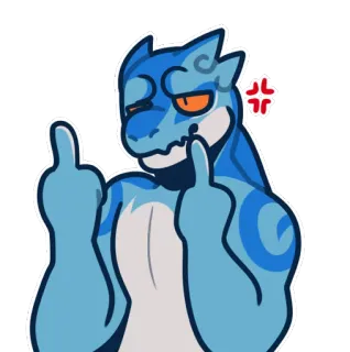 🖕 491411f8 ケモノ, 擬人化, トカゲ, 中指, 攻撃的, 怒り whatsapp sticker