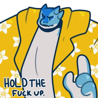 😐 62c598d9 HOLD THE
FUCK UP. 中指, 侮辱的, 失礼, 皮肉, 待って, 怒り, ジェスチャー whatsapp sticker