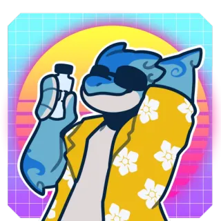 🏝 6334286c イルカ, サングラス, レトロ, アロハシャツ, ヴェイパーウェイヴ, ビーチ whatsapp sticker