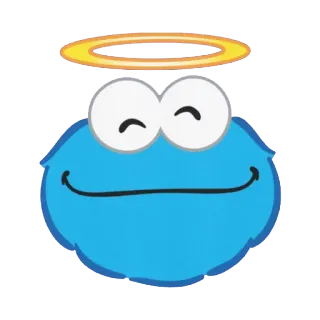 👼 65578003 Мультфильм, Ангел, Гало, Милый, Счастливый, Синий, Монстр telegram sticker