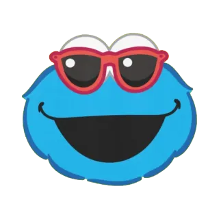 😎 ac5aad69 Cookie Monster Sesame Street Коржик, Улица Сезам, мультфильм, монстр, солнцезащитные очки, синий telegram sticker