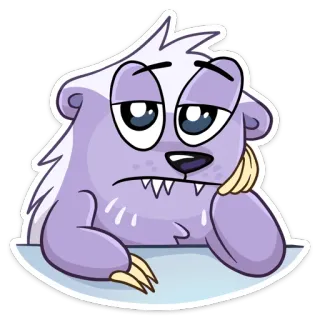 😏 303c3e98 Bär, Cartoon, Tier, traurig, müde, lila, Sticker, gelangweilt telegram sticker