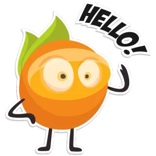 👋 3b6fee15 HELLO! salam, jeruk, kartun, halo, buah telegram sticker