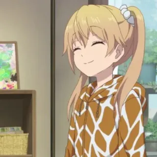 😄 b7e98179 anime, girl, smiling, cartoon, cute, ponytails whatsapp sticker