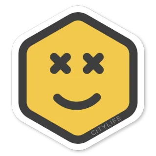 😵 d6ee7731 CITYLIFE 스티커, 이모티콘, 얼굴, 노란색, 기하학적, 도시생활 telegram sticker