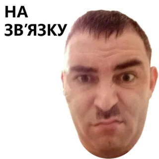 👺 0ffb2359 НА ЗВ'ЯЗКУ mężczyzna, portret, komunikacja, połączenie, tekst, wiadomość telegram sticker