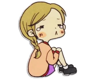 😢 6bf3a9e0 verdrietig, huilen, meisje, cartoon, emotioneel, boos telegram sticker