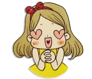 😍 be3ea82e Cartoon, Meisje, Liefde, Hartjesogen, Schattig, Emoji telegram sticker