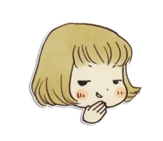 🙊 e430534d cartoon, blond haar, illustratie, smir, uitdrukking, karakter telegram sticker