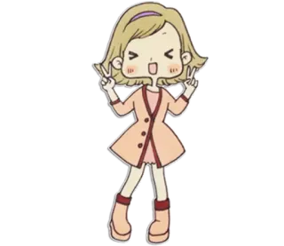 ✌ f623fb7e cartoon, meisje, vredesteken, blond haar, illustratie, kawaii telegram sticker