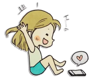 ☺️ f65c0977 Cartoon, Meisje, Haar, Blij, Sticker, Leuk telegram sticker