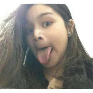 🤪 55db4669 女性, 舌, 顔, 自撮り, 表情, 髪 whatsapp sticker