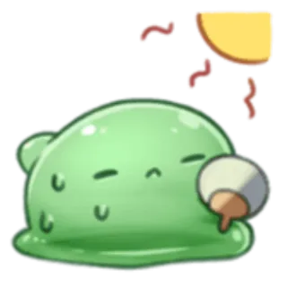 ☀ 1c579142 lendir, berkeringat, musim panas, panas, kipas angin, imut, gumpalan, santai telegram sticker