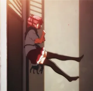 😞 01f4ea0f Anime, Dziewczyna, Pływająca, Sylwetka, Cień, Kreskówka telegram sticker