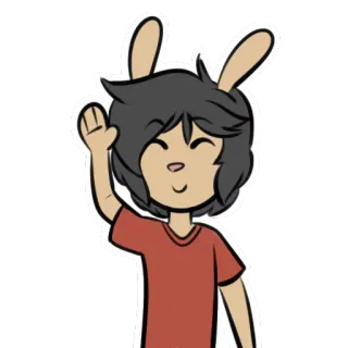 ✋ 4facaddc 卡通, 角色, 兔子, 人物, 挥手, 问候 telegram sticker