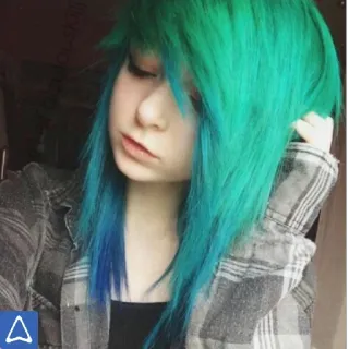 😓 9211bd57 girl, blue hair, green hair, emo, teen telegram sticker