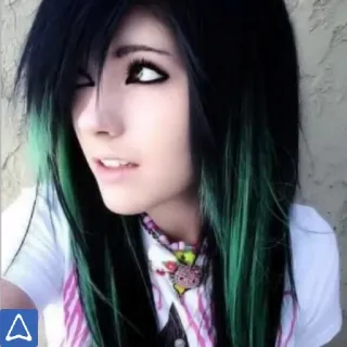 😄 a4692500 emo, girl, scene, hair, black, green telegram sticker