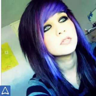 😓 bdbd61c4 emo, girl, hair, purple, blue, makeup, scene telegram sticker