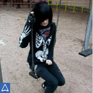 😔 f22fe47d emo, scene, swing, teenager, skeleton, park telegram sticker