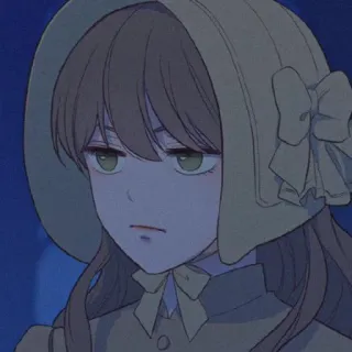 🌛 043542eb 女人, 帽子, 肖像, 动漫, 卡通 telegram sticker