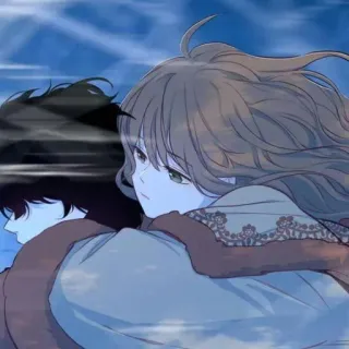 🚒 2b7d9dd4 动漫, 情侣, 拥抱, 卡通, 女孩, 男孩 telegram sticker