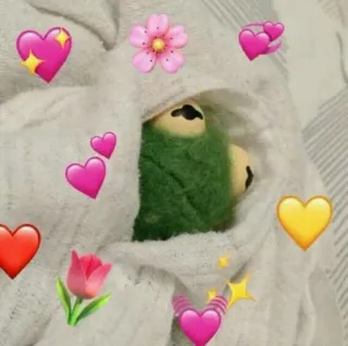 💚 1683c3c7 Kermit kermit the frog, muppets, cute, wholesome, meme, hearts, flower telegram sticker