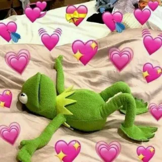 💚 88a751c5 Kermit kermit the frog, hearts, love, meme, stuffed animal, cute telegram sticker